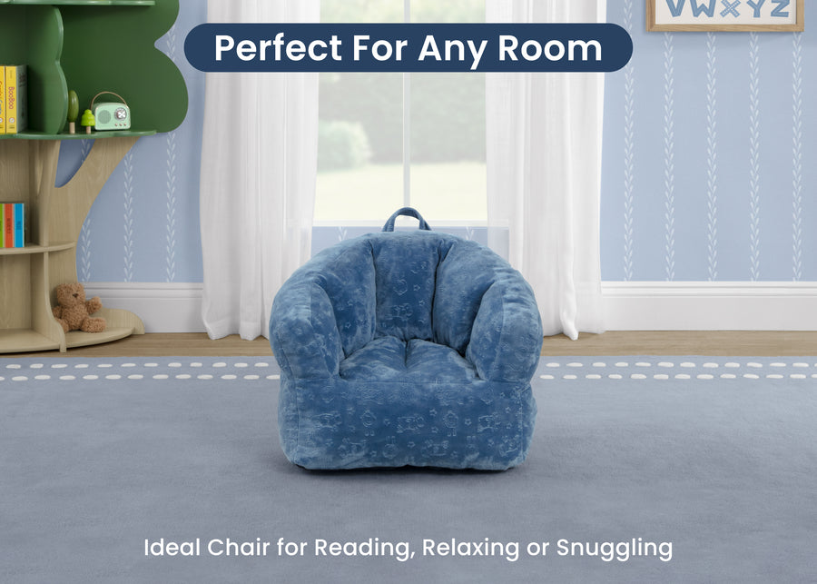 Denim Blue (1696) 2-Kids Plush Barrel Chair