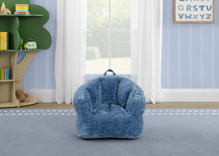 Denim Blue (1696) 1-Kids Plush Barrel Chair