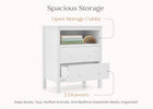 White (1245) 3-Dreamer Kids Nightstand with Interchangeable Knobs