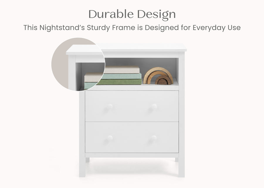 White (1245) 4-Dreamer Kids Nightstand with Interchangeable Knobs