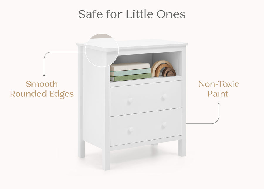 White (1245) 5-Dreamer Kids Nightstand with Interchangeable Knobs