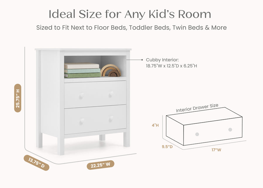 White (1245) 6-Dreamer Kids Nightstand with Interchangeable Knobs