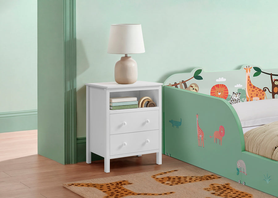 White (1245) 1-Dreamer Kids Nightstand with Interchangeable Knobs