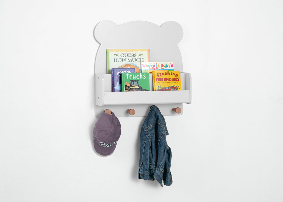 White (1282) 21-Brannan Bear Wall Shelf with 4 Hooks