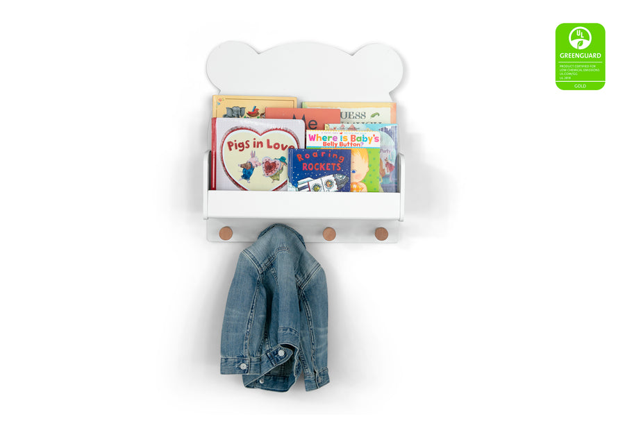 White (1282) 23-Brannan Bear Wall Shelf with 4 Hooks