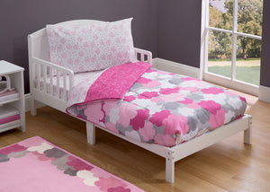 Pink and Grey Clouds (2003) 3-Girls 4-Piece Toddler Bedding Set