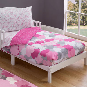 Pink and Grey Clouds (2003) 14-Girls 4-Piece Toddler Bedding Set