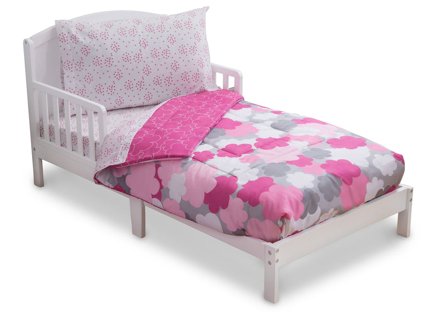 Pink and Grey Clouds (2003) 1-Girls 4-Piece Toddler Bedding Set