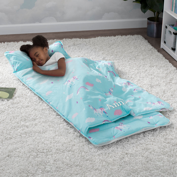 G062404 3111 Nap Mat Unicorn Lifestyle 101 2-Personalized Nap Mat with Included Pillow and Blanket for Toddlers & Kids