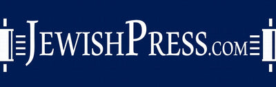 Logo of JewishPress.com with blue background and white text