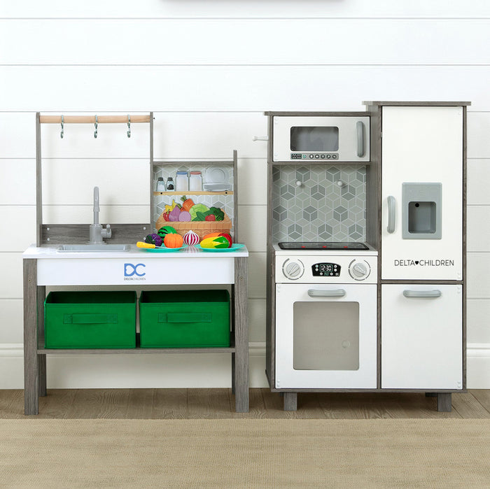 KT86587GN 1632 deluxe gourmet kitchen natural white lifestyle 1022 2-Gourmet All-in-One Corner Play Kitchen