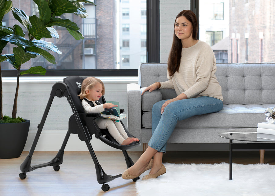 Black (001) 2-2-in-1 SlimFold High Chair for Babies and Toddler