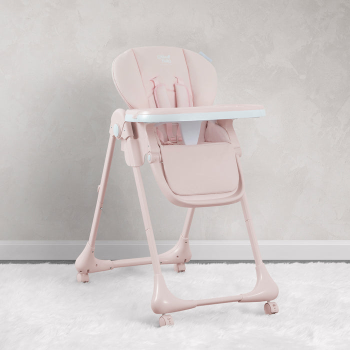 LF23017 2448 Little Folks High Chair Pink Lifestyle 101 3-2-in-1 SlimFold High Chair for Babies and Toddler