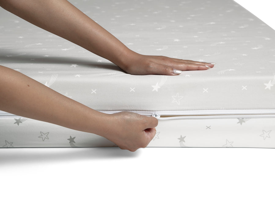 White and Grey (NO) 4-Refresh 2-Stage Crib and Toddler Mattress