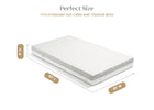 Mattress with dimensions labeled on a white background 23-Refresh 2-Stage Crib and Toddler Mattress