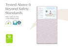 Baby mattress with safety certification logos on a white background 39-Refresh 2-Stage Crib and Toddler Mattress