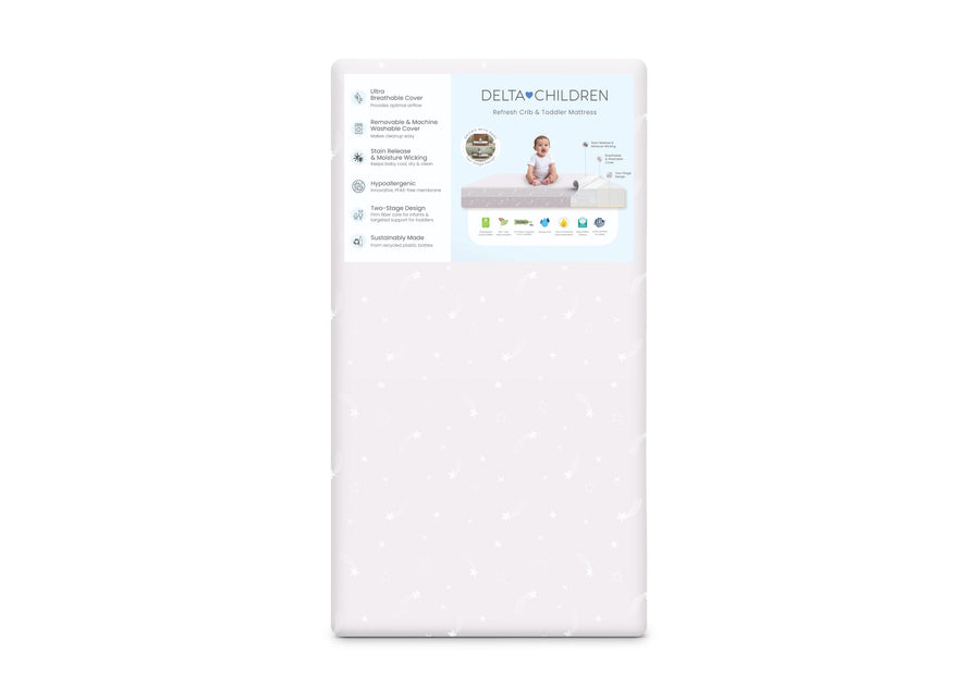 Delta Children mattress on a white background 41-Refresh 2-Stage Crib and Toddler Mattress