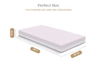 Mattress with dimensions labeled on a white background 45-Refresh 2-Stage Crib and Toddler Mattress