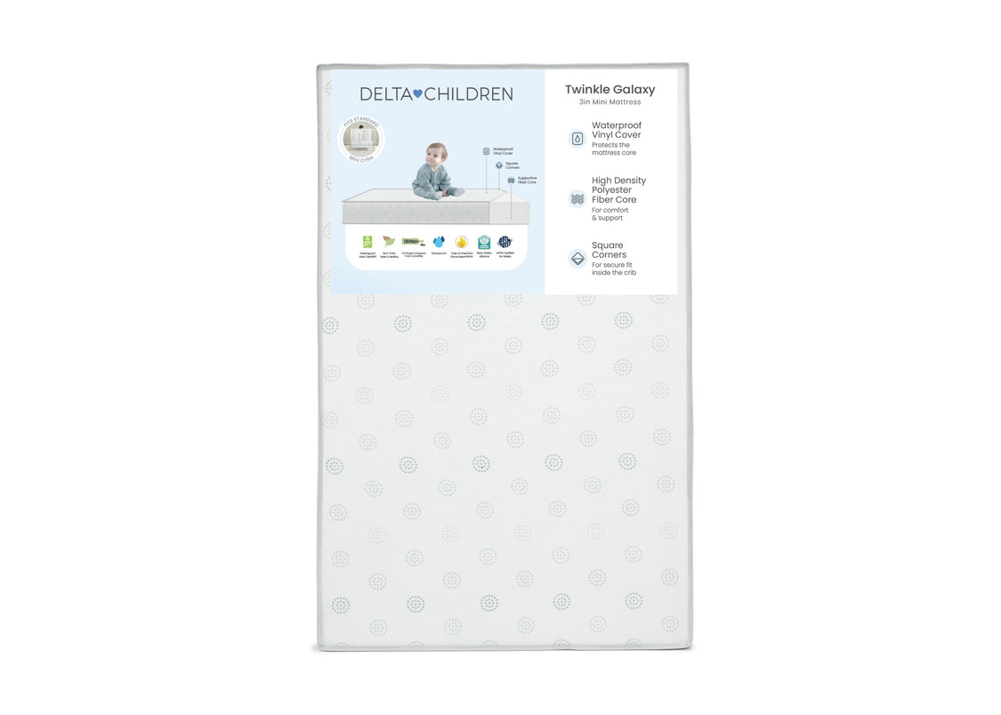 Delta Children mattress topper packaging on a white background