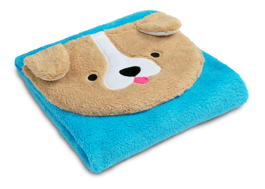 Teal Dog (1247) 8-Sherpa Throw Blanket with Storage Pocket for Kids