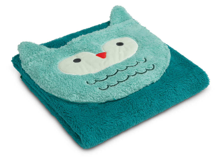 Green Owl (1250) 13-Sherpa Throw Blanket with Storage Pocket for Kids