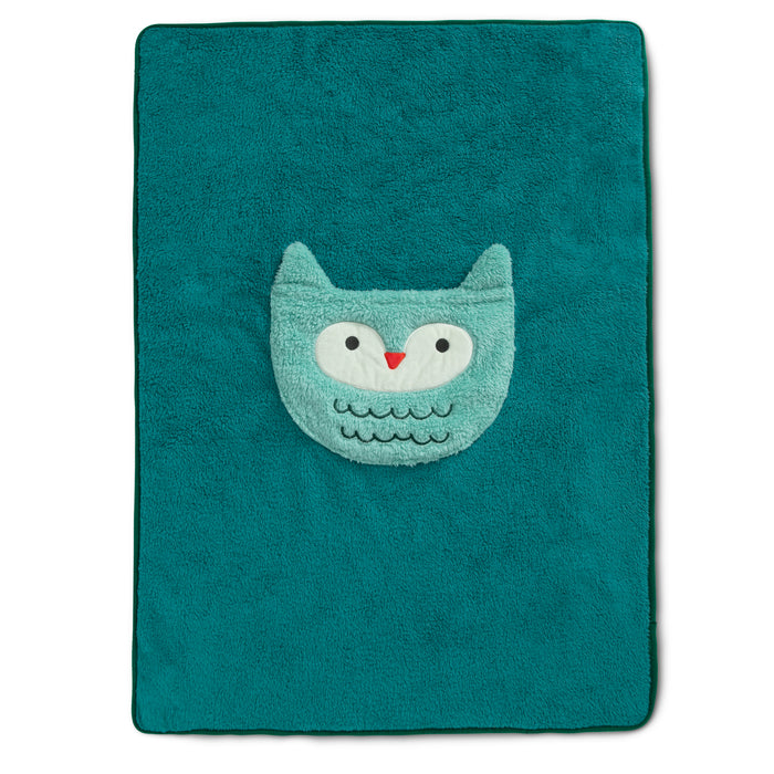 NU80180GN 1250 pocket sherpa blanket owl silo 101 2-Sherpa Throw Blanket with Storage Pocket for Kids