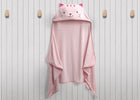 Pink Cat (1261) 1-Kids Hooded Bath Towel with Pockets