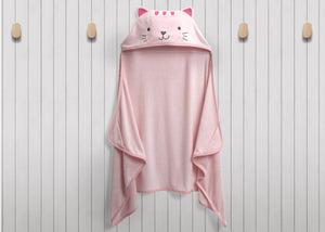Pink Cat (1261) 0-Kids Hooded Bath Towel with Pockets