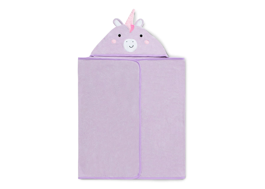 Light Purple Unicorn (1262) 13-Kids Hooded Bath Towel with Pockets