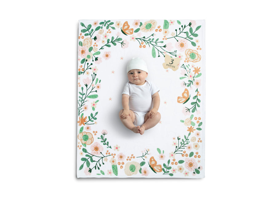Floral (1287) 9-Milestone Baby Blanket