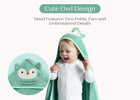 Light Teal Owl (1258) 23-Baby Hooded Bath Towel