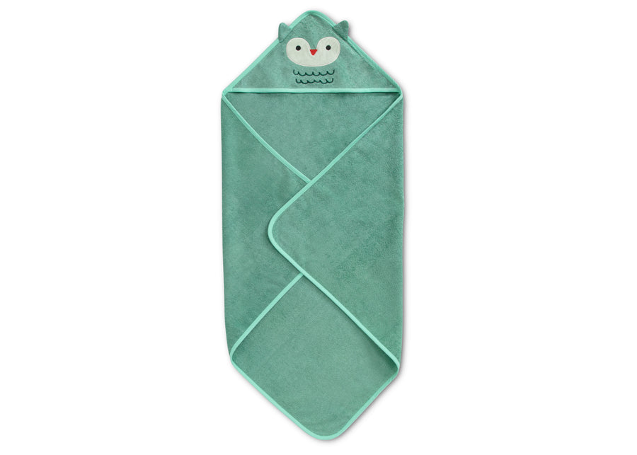 Light Teal Owl (1258) 15-Baby Hooded Bath Towel