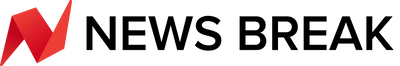 Logo of 'News Break' with a red triangle on a black background