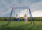 Blue and Red (1637) 1-FunZone Outdoor Metal 2-Piece Swing Set - Includes 1 Swing and 1 Disc/Saucer Swing