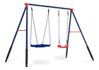 Blue and Red (1637) 4-FunZone Outdoor Metal 2-Piece Swing Set - Includes 1 Swing and 1 Disc/Saucer Swing