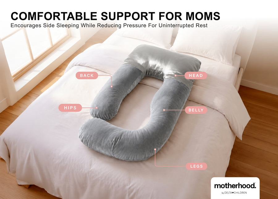 Grey (NO) 22-U-Shaped Pregnancy Pillow with Customizable Head Pillow