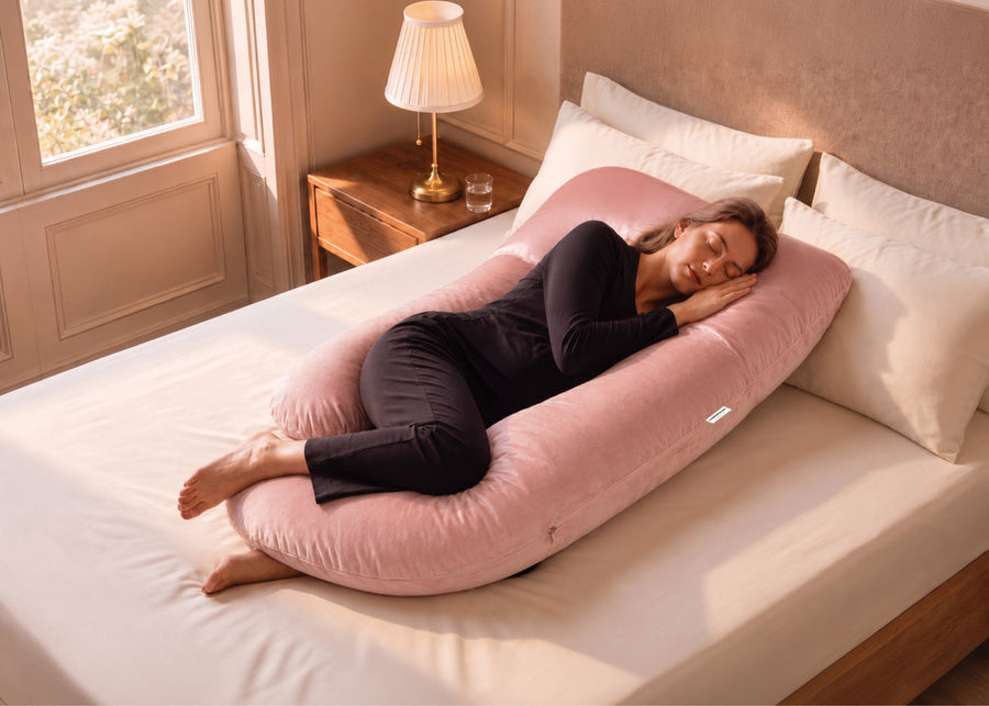 Pink (NO) 28-U-Shaped Pregnancy Pillow with Customizable Head Pillow