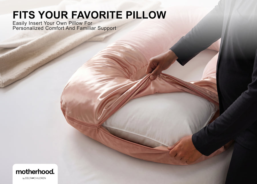 Pink (NO) 28-U-Shaped Pregnancy Pillow with Customizable Head Pillow