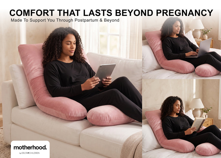 Pink (NO) 32-U-Shaped Pregnancy Pillow with Customizable Head Pillow