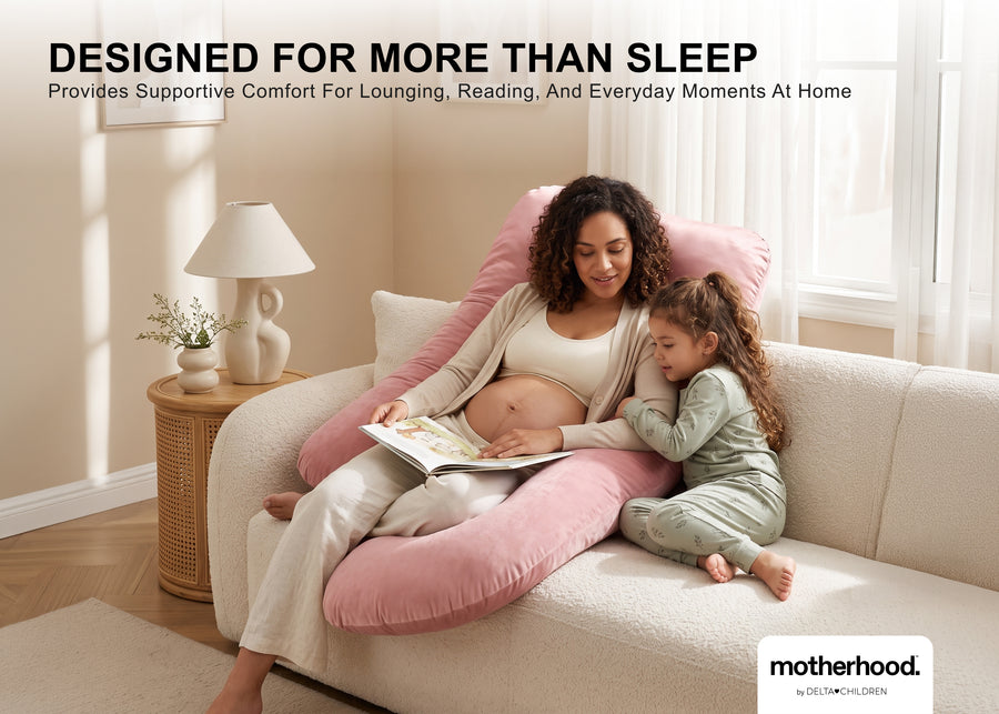 Pink (NO) 34-U-Shaped Pregnancy Pillow with Customizable Head Pillow