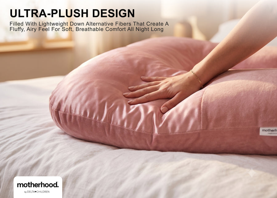 Pink (NO) 35-U-Shaped Pregnancy Pillow with Customizable Head Pillow