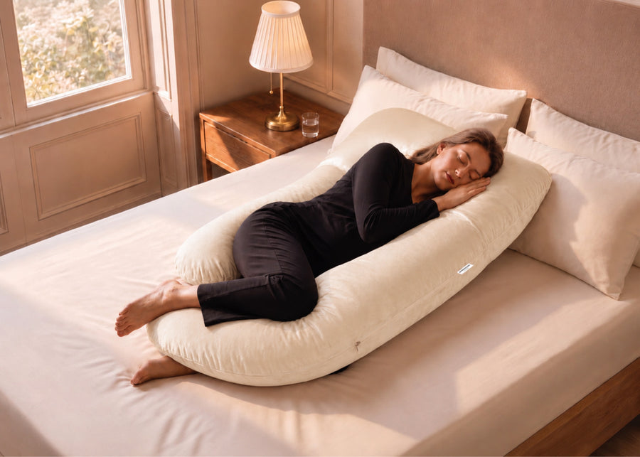 Beige (NO) 1-U-Shaped Pregnancy Pillow with Customizable Head Pillow