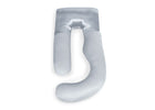 A silver U-shaped baby support pillow with a plush, soft texture, shown on a clean white background. 38-U-Shaped Pregnancy Pillow with Customizable Head Pillow