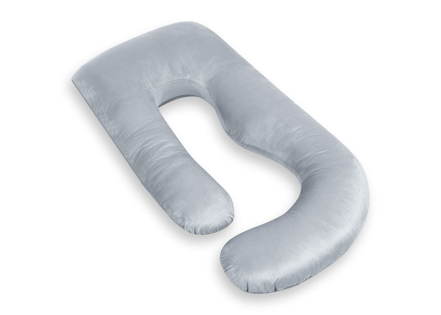A light gray U-shaped nursing pillow with a plush, soft texture, shown on a clean white background. 35-U-Shaped Pregnancy Pillow