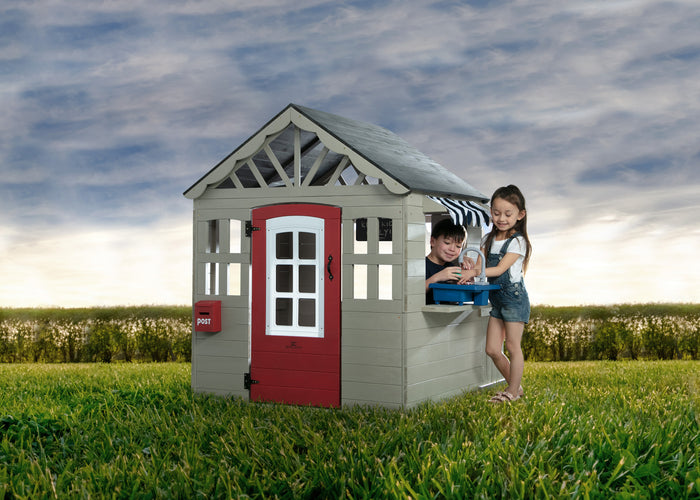 MySize Deluxe Outdoor Playhouse with Play Sink with Running Water, Picnic Table & MailboxGrey (1636)