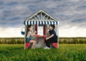 Grey (1636) 2-MySize Deluxe Outdoor Playhouse with Play Sink with Running Water, Picnic Table & Mailbox