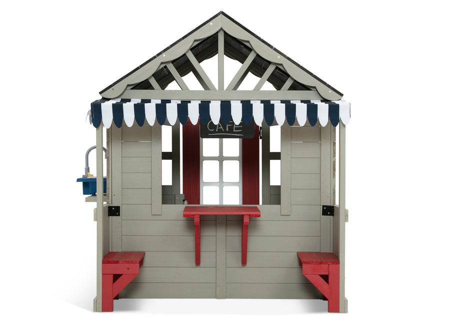 Grey (1636) 7-MySize Deluxe Outdoor Playhouse with Play Sink with Running Water, Picnic Table & Mailbox