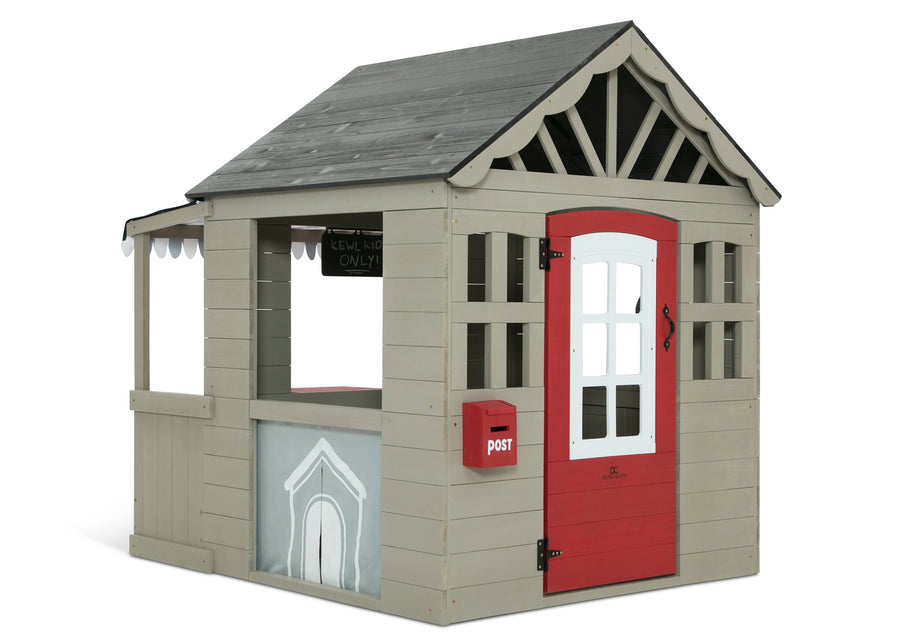 Grey (1636) 5-MySize Deluxe Outdoor Playhouse with Play Sink with Running Water, Picnic Table & Mailbox