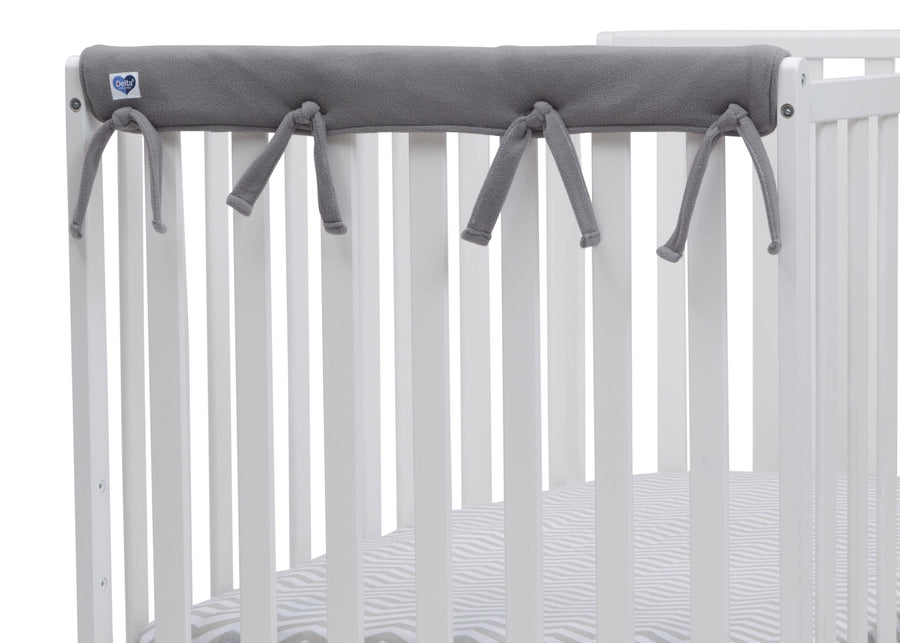 Grey (026) 2-Waterproof Fleece Crib Rail Covers/Protectors for Short Side Rails, 2 Pack