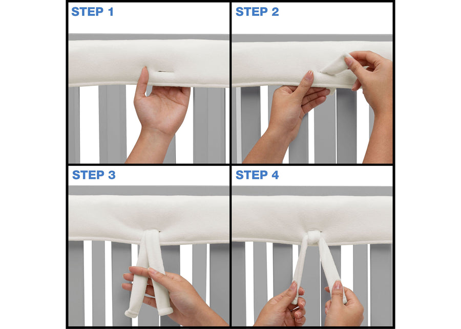 Delta Children Ivory (124) Waterproof Fleece Crib Rail Covers/Protectors for Short Side Rails, 2 Pack, Tie Steps View 14-Waterproof Fleece Crib Rail Covers/Protectors for Short Side Rails, 2 Pack